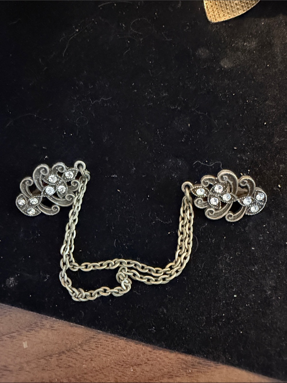Antique-Inspired Silver Floral Rhinestone Sweater Clips